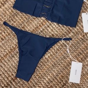 MIKOH São Paulo Side Panel String Bottom in Drop off blue NWT
